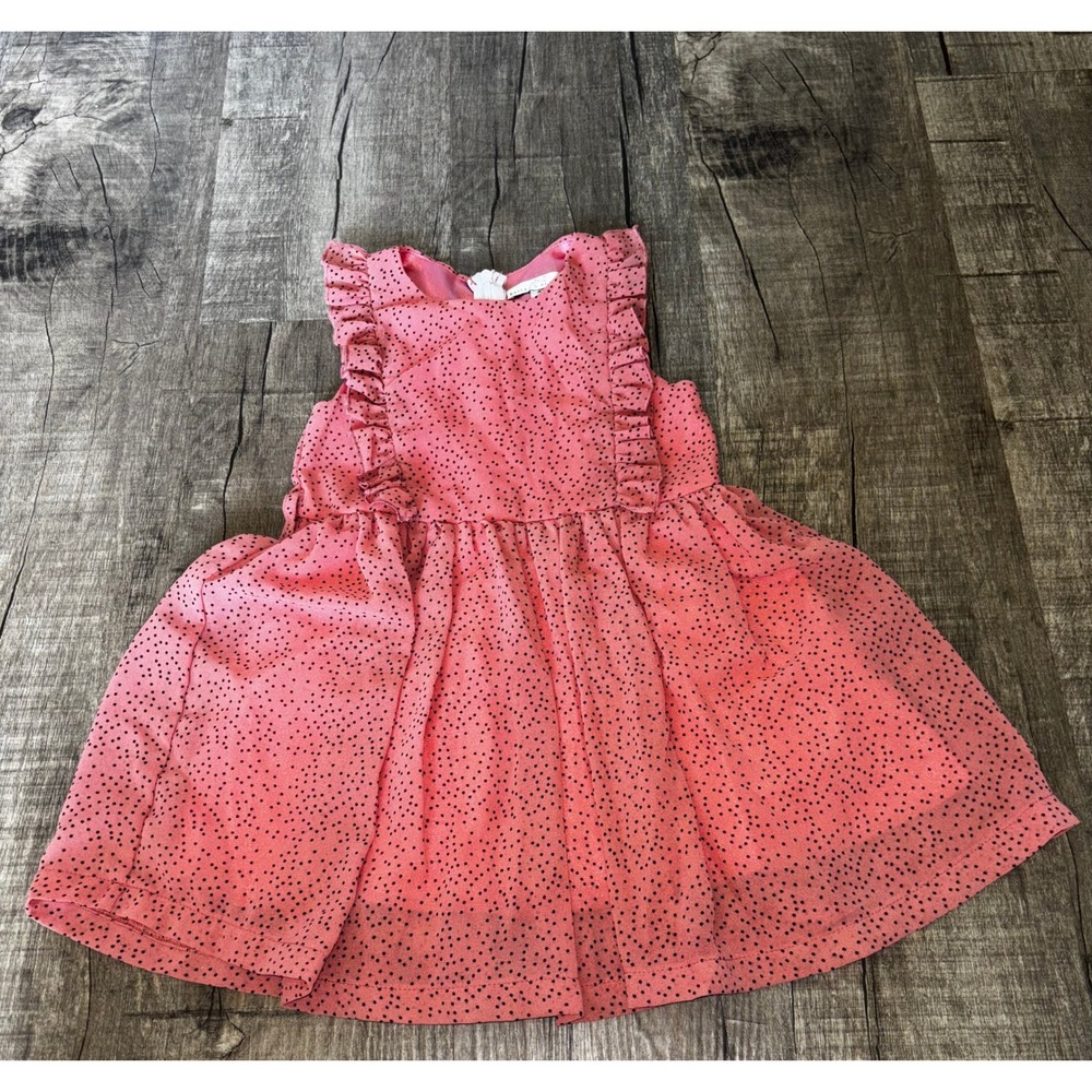 Baileys Blossoms Girls Coral Pink Polka Dot Ruffle Sleeveless Dress‎ 4T